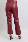 Judy Blue Full Size High Waist Tummy Control Faux Leather Straight Pants Plus Size - Trendsi - Flyclothing LLC
