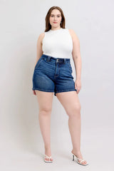 Judy Blue Full Size Double Button Waistband Denim Shorts Plus Size - Trendsi - Flyclothing LLC