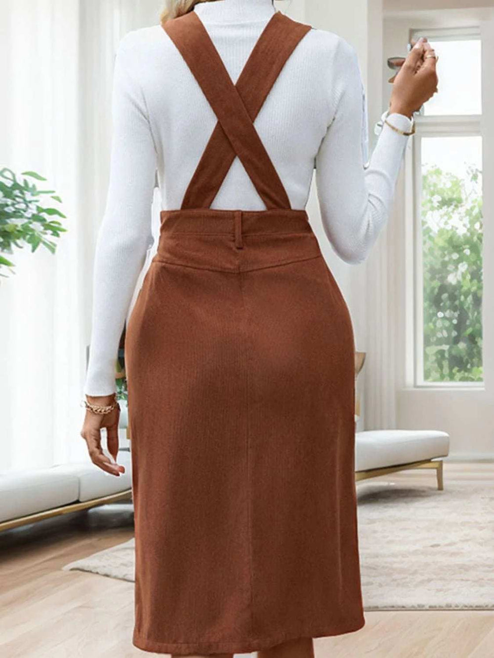 Perfee Slit Overall Dress with Pockets - Trendsi - Flyclothing LLC