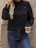 Mock Neck Flounce Sleeve Blouse - Trendsi