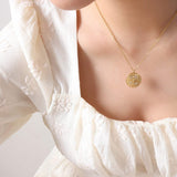 Zircon Titanium Steel Timepiece Shape Necklace - Trendsi - Flyclothing LLC