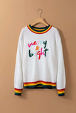 MERRY & BRIGHT Ribbed Round Neck Sweater - Trendsi - Flyclothing LLC