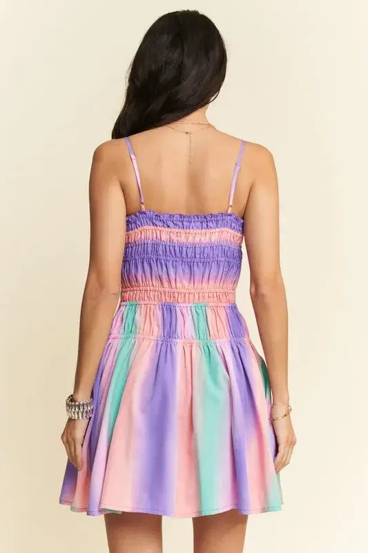 Davi & Dani Multi Color Ombre Printed Bodice Button Up Dress - Trendsi - Flyclothing LLC