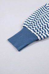Stripe Color Block Trim Raw Seam Split Hem Loose Sweatshirt - Trendsi - Flyclothing LLC