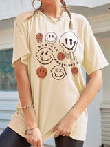 Graphic Round Neck Half Sleeve T-Shirt - Trendsi - Flyclothing LLC