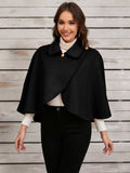 Collared Neck Cropped Cape - Trendsi - Flyclothing LLC