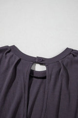 Knit Open Back Cap Sleeve Drawstring Romper - Trendsi - Flyclothing LLC