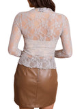 Lace Mock Neck Long Sleeve Top - Trendsi - Flyclothing LLC