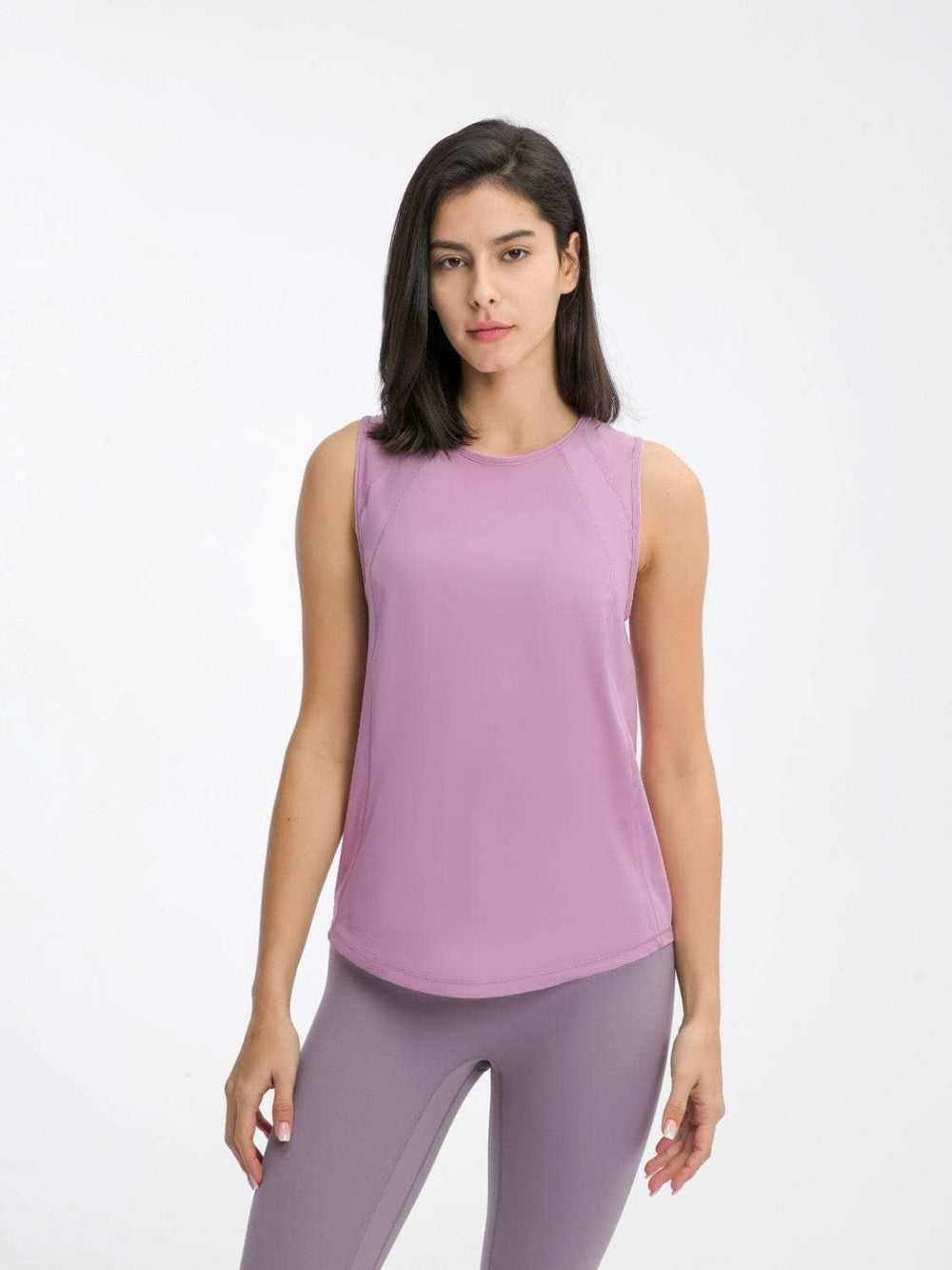 Millennia Cutout Back Round Neck Active Tank - Trendsi - Flyclothing LLC