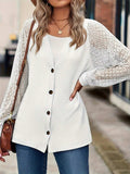 Button Up V-Neck Long Sleeve Outerwear - Trendsi - Flyclothing LLC