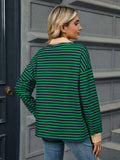 Striped Johnny Collar Long Sleeve Sweatshirt - Trendsi - Flyclothing LLC