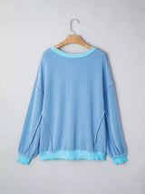 Twisted Rib Uneven Hem Drop Shoulder Loose Knit Top - Trendsi - Flyclothing LLC