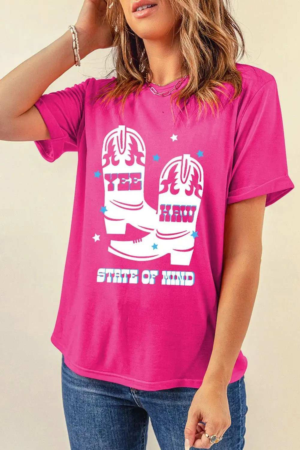 Graphic Round Neck Short Sleeve T-Shirt - Trendsi - Flyclothing LLC