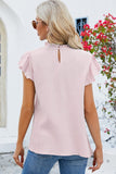 Ruffled Round Neck Cap Sleeve Blouse - Trendsi