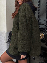Contrast Button Up Sherpa Jacket with Pockets - Trendsi - Flyclothing LLC