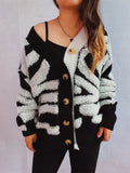 Contrast Button Up Long Sleeve Cardigan - Trendsi - Flyclothing LLC