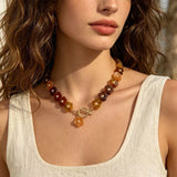 Retro Resin Flower Charm Necklace - Trendsi - Flyclothing LLC