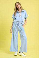 Umgee Drawstring Wide Leg Pants with Scallop Trim Detail - Trendsi - Flyclothing LLC