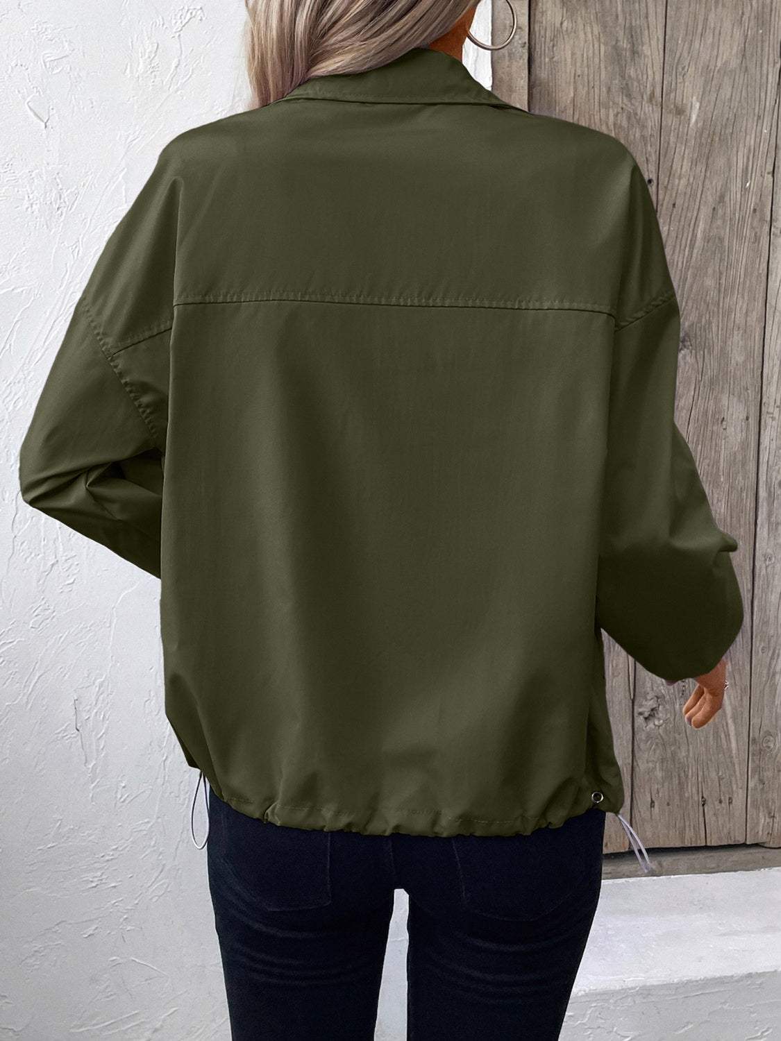 Pocketed Zip Up Long Sleeve Jacket - Trendsi - Flyclothing LLC