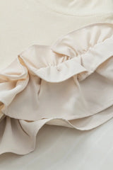 Ruffle Flutter Sleeve Mock Neck Ribbed Top - Trendsi - Flyclothing LLC
