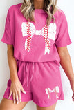 Waffle-Knit Bow Round Neck Top and Shorts Set - Trendsi - Flyclothing LLC