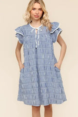 Haptics Double Ruffle Sleeve Dress with Side Pockets - Trendsi - Flyclothing LLC