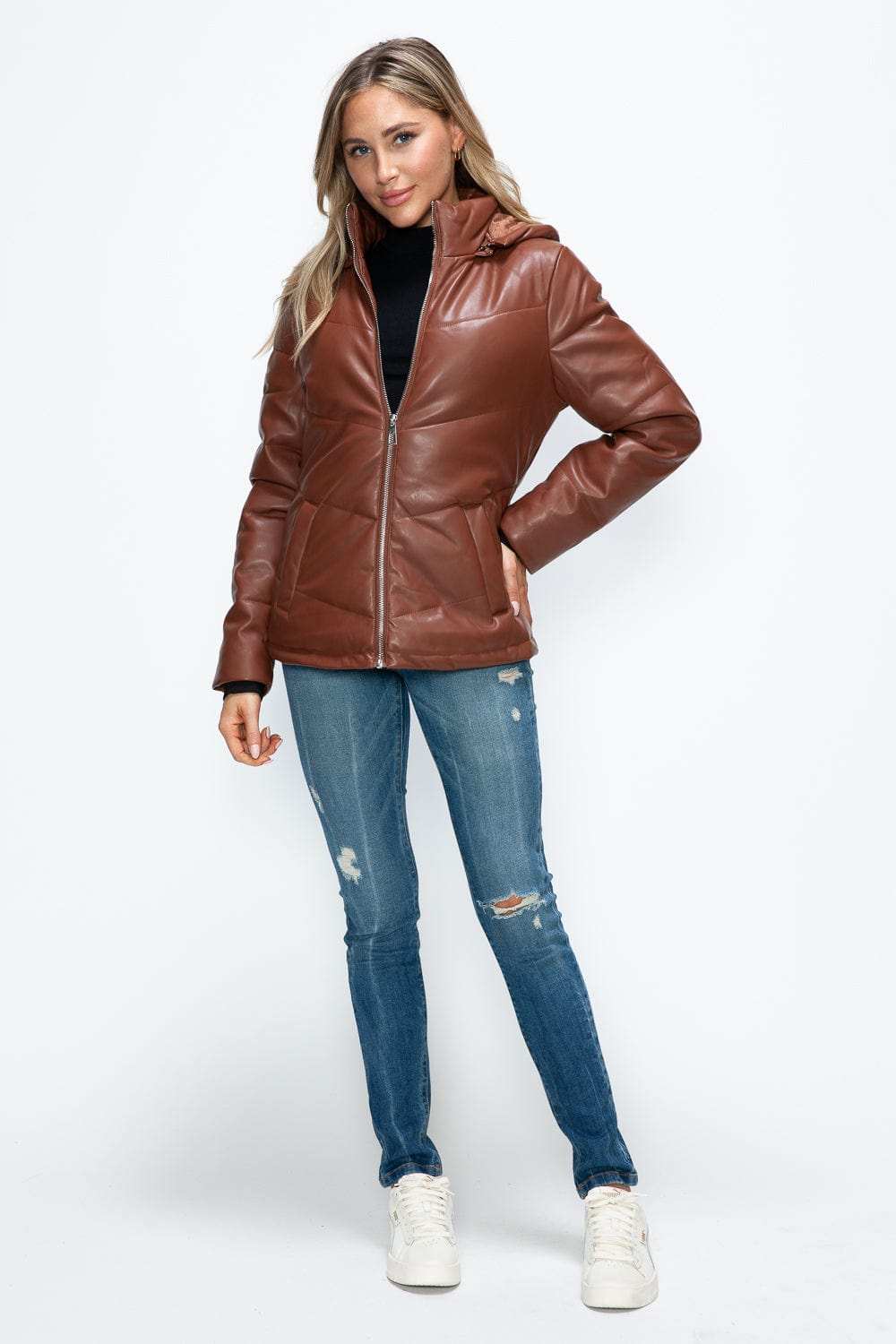 How Dare U Pocketed Zip Up Puffer Jacket with Removable Hood - Trendsi - Flyclothing LLC
