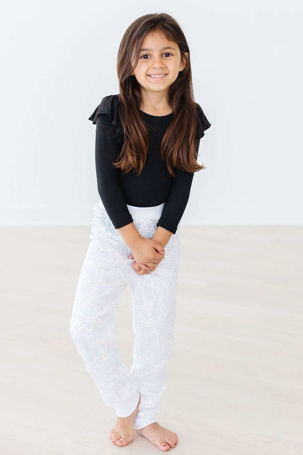 Black L/S Flutter Sleeve Leotard - Mila & Rose ® - Flyclothing LLC