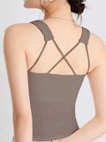 Crisscross Scoop Neck Wide Strap Cropped Tank with Chest Pads - Trendsi - Flyclothing LLC