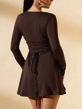 Round Neck Long Sleeve Mini Dress - Trendsi - Flyclothing LLC