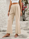 Elastic Waist Wide Leg Pants - Trendsi - Flyclothing LLC