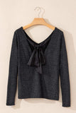 Bowknot V-Neck Long Sleeve Blouse - Trendsi - Flyclothing LLC