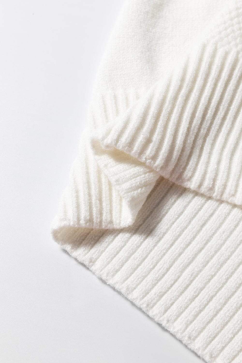 Cable Knit Round Neck Half Sleeve Sweater - Trendsi - Flyclothing LLC