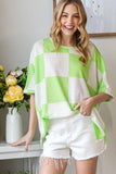 HOPELY Checkered Waffle Oversized T-Shirt - Trendsi - Flyclothing LLC