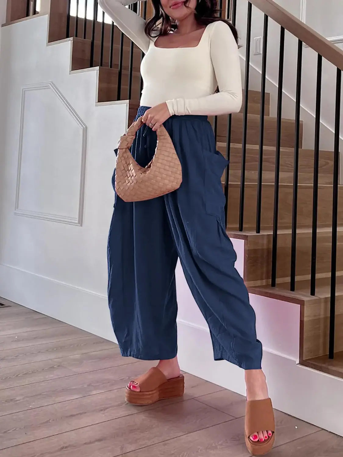Full Size Drawstring Pants with Pockets Plus Size - Trendsi - Flyclothing LLC