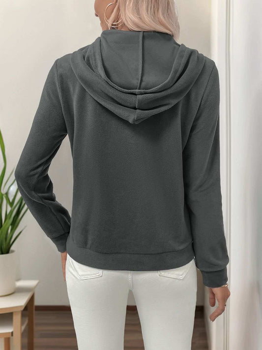 Perfee Pearl Butterfly Long Sleeve Hoodie - Trendsi - Flyclothing LLC