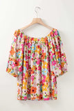 Printed Round Neck Half Sleeve Blouse - Trendsi - Flyclothing LLC