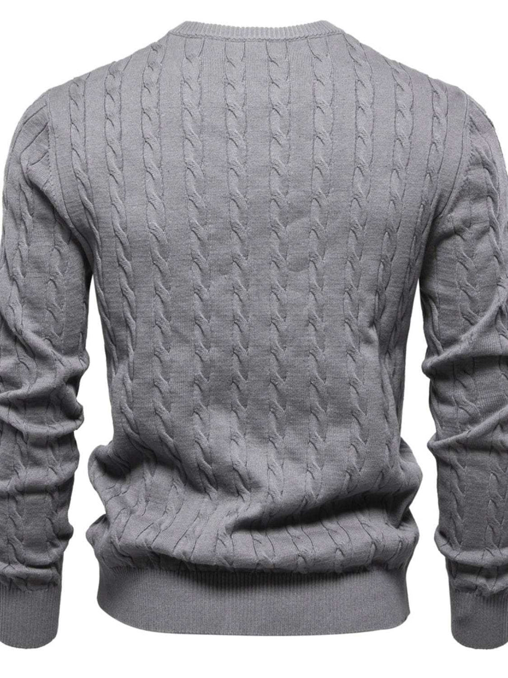 Men's Cable-Knit Round Neck Long Sleeve Sweater - Trendsi - Flyclothing LLC