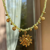 14K Gold-Plated Bead Sun Pendant Necklace - Trendsi - Flyclothing LLC