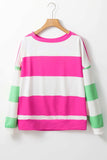 Contrast Color Block Round Neck Long Sleeve Top - Trendsi - Flyclothing LLC