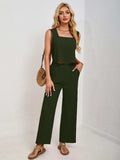 Square Neck Tank and Wide Leg Pants Set - Trendsi - Flyclothing LLC