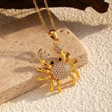 18K Gold-Plated Crab Pendant Necklace - Trendsi - Flyclothing LLC