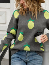 Lemon Crew Neck Round Neck Sweater - Trendsi - Flyclothing LLC