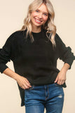 Haptics Mock Neck Side Slit Knit Top - Trendsi - Flyclothing LLC