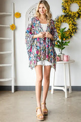 Heimish Full Size Multi Color Snake Open Cardigan Plus Size - Trendsi - Flyclothing LLC