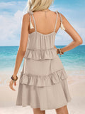 Tassel Scoop Neck Tie Shoulder Mini Dress - Trendsi