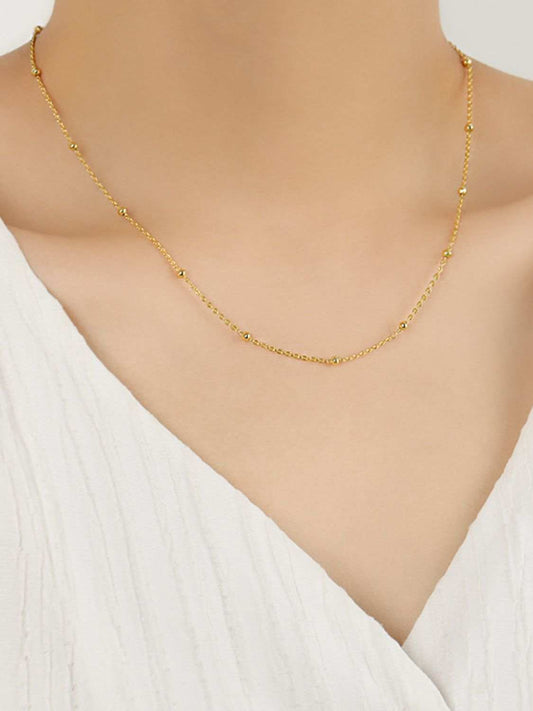 925 Sterling Silver Beaded Necklace - Trendsi - Flyclothing LLC