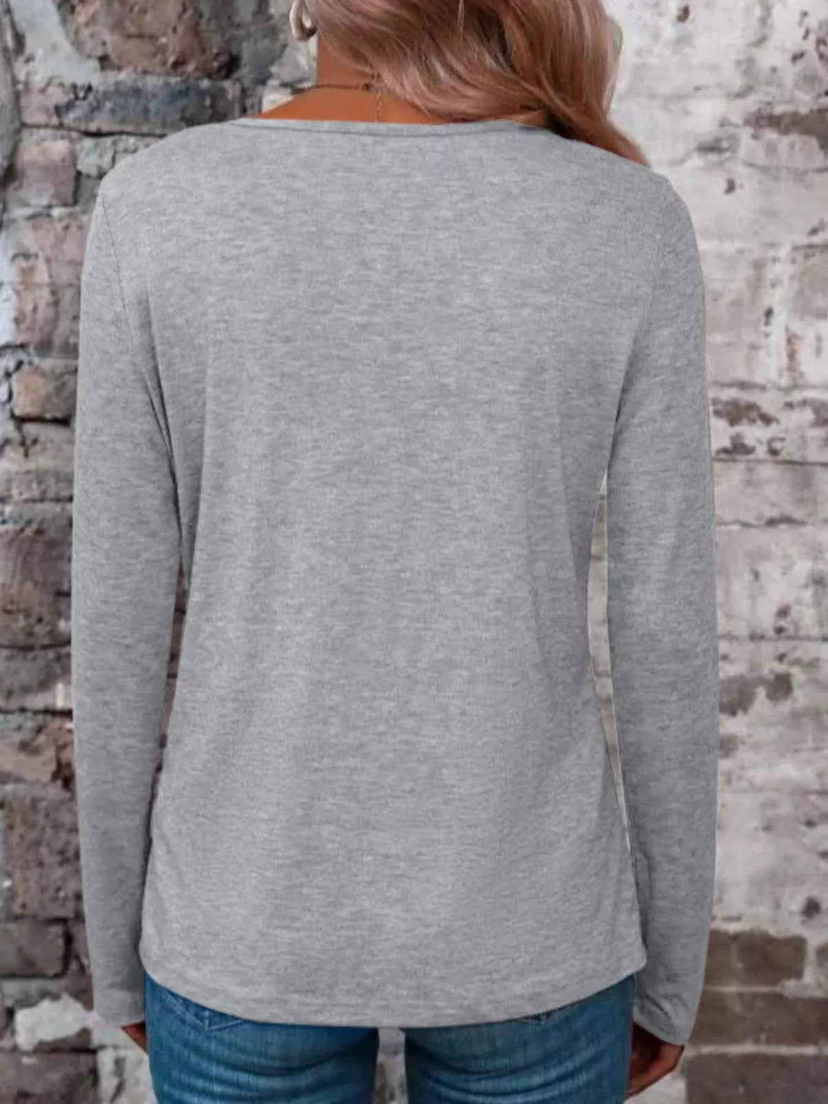 Crisscross V-Neck Long Sleeve T-Shirt - Trendsi - Flyclothing LLC