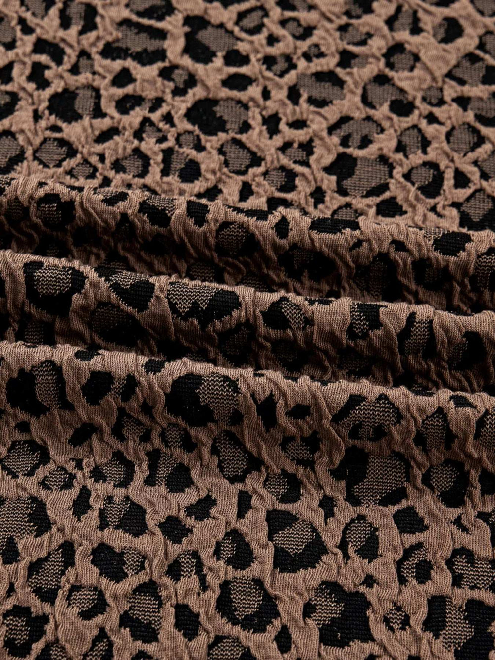 Ribbed Trim Leopard Print Long Sleeve Top - Trendsi - Flyclothing LLC
