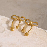 Stainless Steel Bow Earrings - Trendsi - Flyclothing LLC